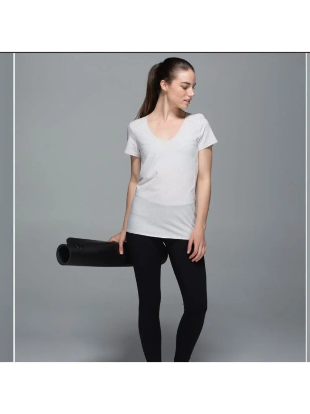 Lululemon Superb Short Sleeve Tee Wee Stripe Heathered Light Grey White